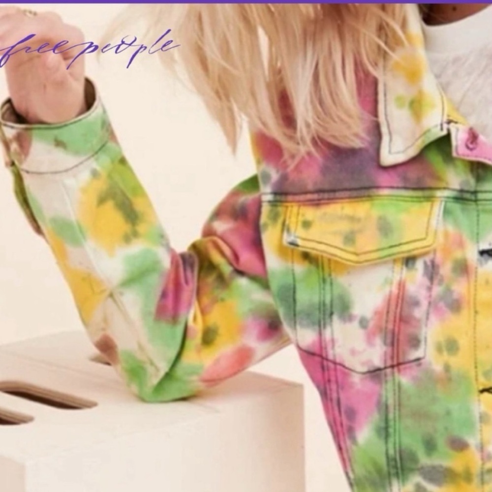 Free People Multicolor Tie-Dye Cropped Jacket - Picture 3 of 5